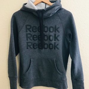 Reebok Gray Graphic High Neck Hooded Pullover